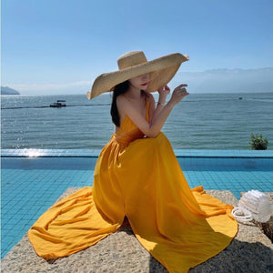 Women's Backless Seaside Resort Maxi Dress