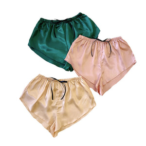 Lace-up Loose Simulation Silk Loungewear Shorts