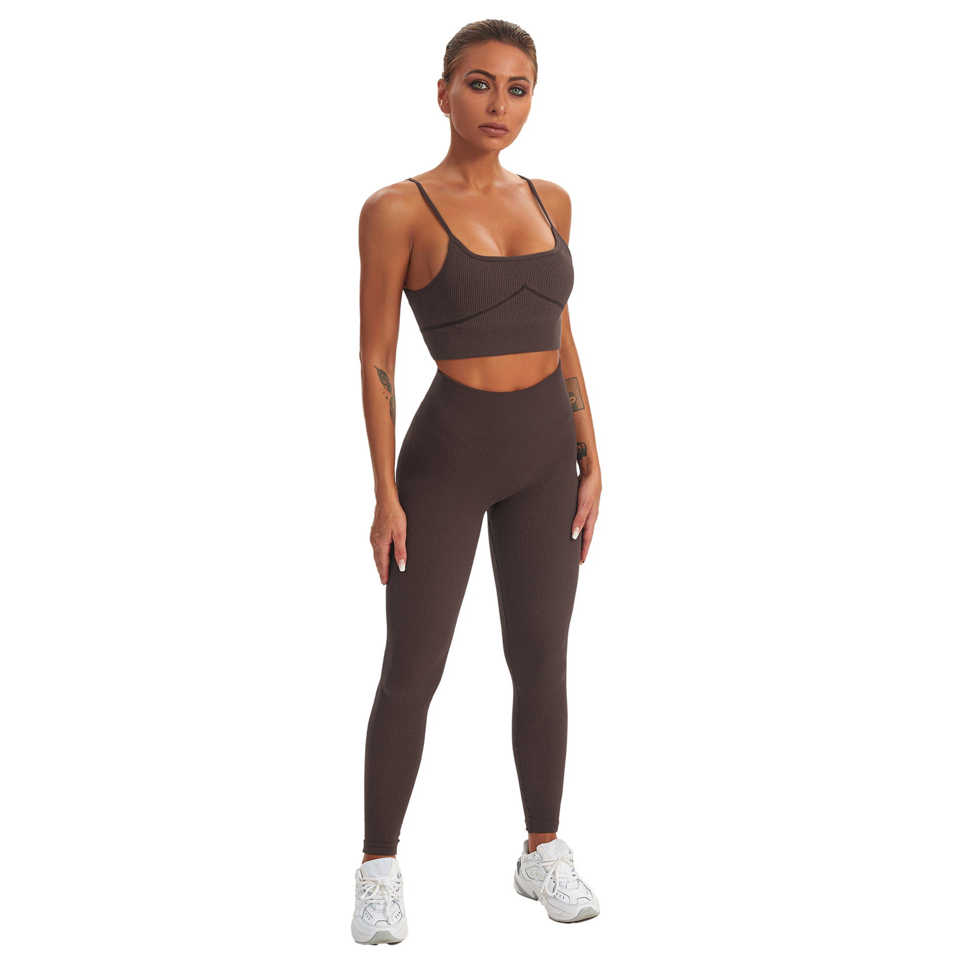 Seamless Sports Yoga Gym Clothes Vest Trousers Press Line Sports Cover