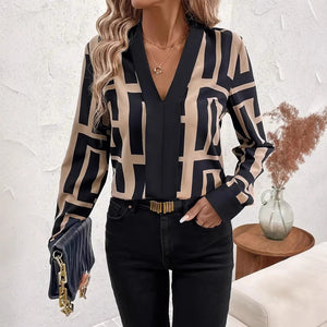 Spring And Summer Geometric Pattern Black Women's Top
