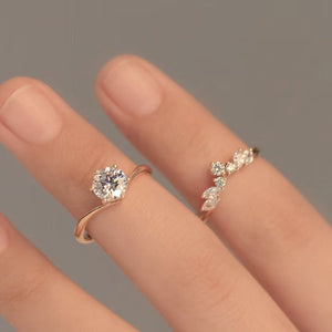 Sanjie Alloy Lady Couple Rings Simple Rose Gold Ring Set