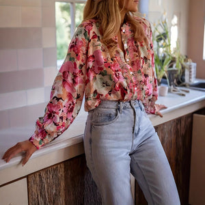 Idle Style Printed Round Neck Shirt Top